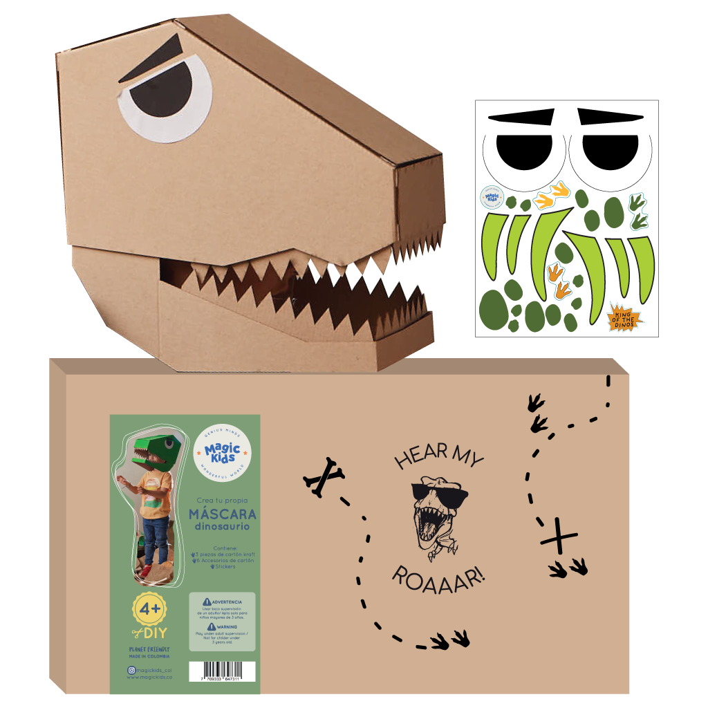 Crea tu propia máscara de dinosaurio en cartón